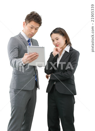 職業婦女和商人的白色後面圖像在他的穿著西裝的20s 21905339