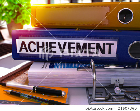 Blue Office Folder with Inscription Achievement. Blue Office Folder with Inscription Achievement. 21907369