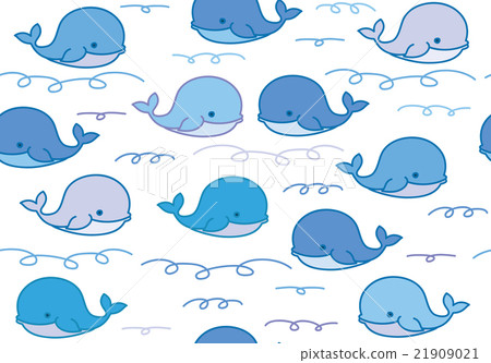 Vector  whale cartoons seamless pattern. 21909021