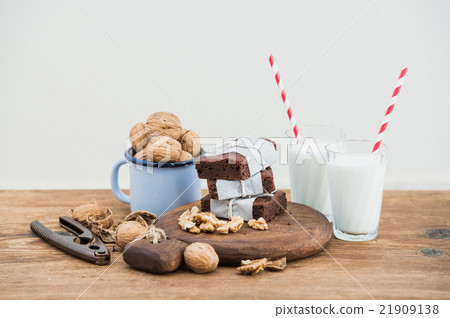Chocolate brownie slices wrapped in paper and 21909138