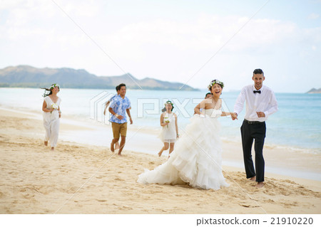 Bride and grooming beach wedding 21910220