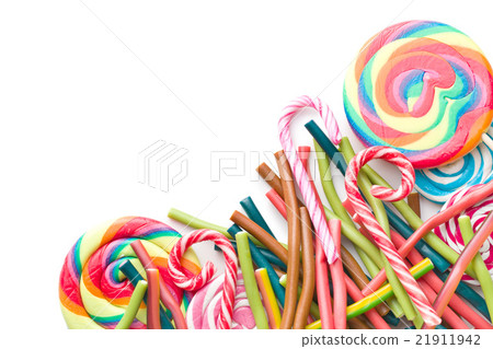 different candies on white background different candies on white background 21911942