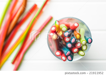 Sweet gummy sticks with different flavor. Sweet gummy sticks with different flavor. 21911952