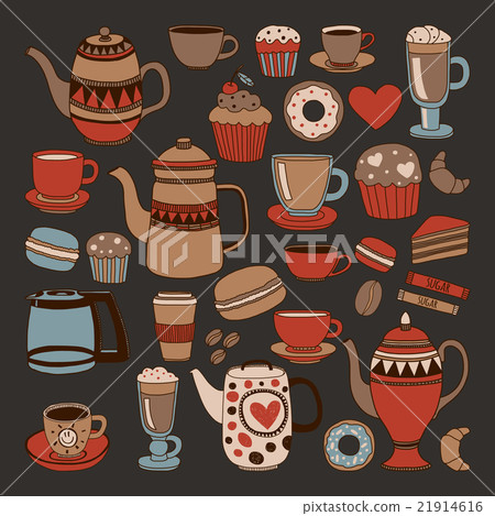 Doodle hand drawn seamless pattern with coffee - Stock Illustration ...