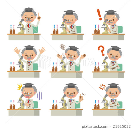 Facial expression and pause set of microscope and doctor · scholar (9 species) 21915032