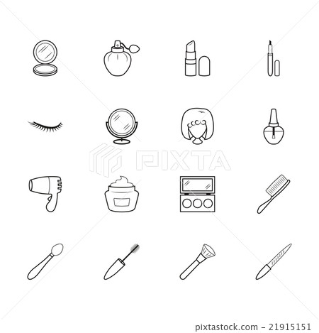 women makeup element vector black icon set 21915151