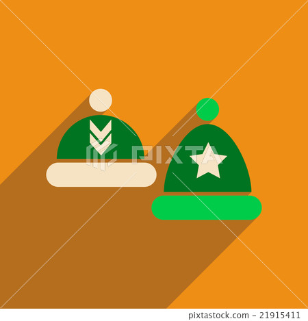 Flat icon with long shadow winter hats 21915411