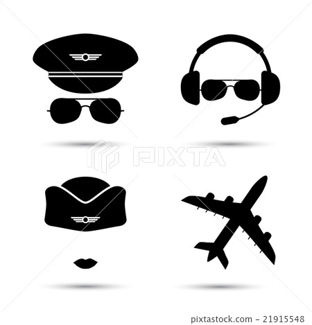 Stewardess, pilot, airplane vector icons 21915548