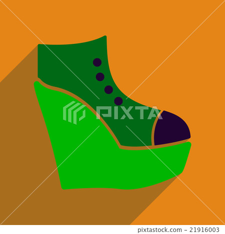 Flat icon with long shadow platform shoes 21916003
