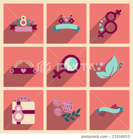 Concept of flat icons with long shadow women's Day Concept of flat icons with long shadow women's Day 21916053