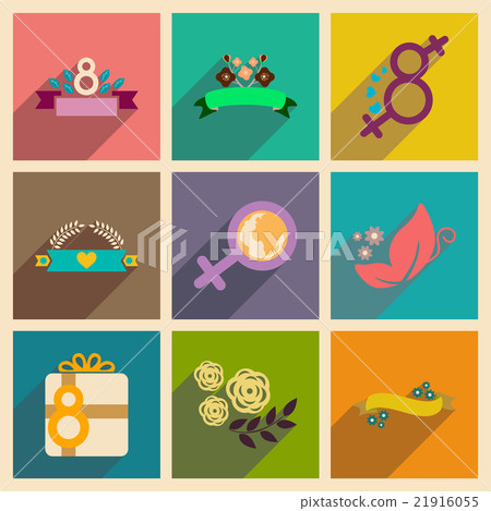 Concept of flat icons with long shadow women's Day Concept of flat icons with long shadow women's Day 21916055