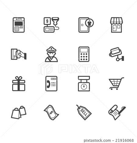 market store vecter black icon set on white bg 21916068