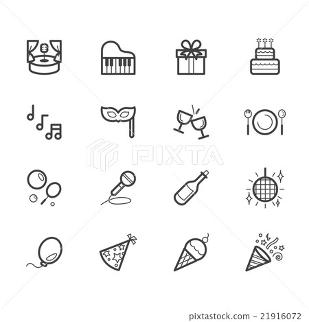 party element vector black icon set on white bg 21916072