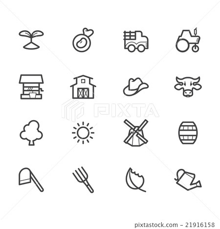 farm element black icon set on white background - Stock Illustration ...