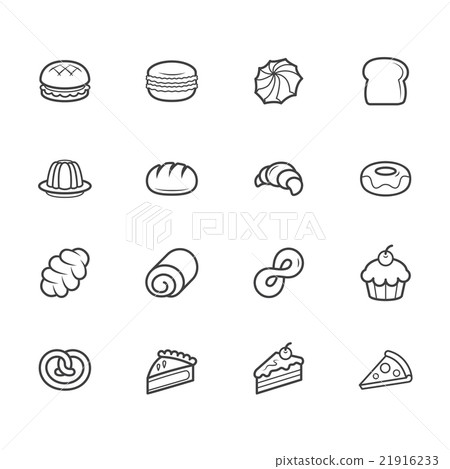 set of bakery vecter black icon set on white bg 21916233