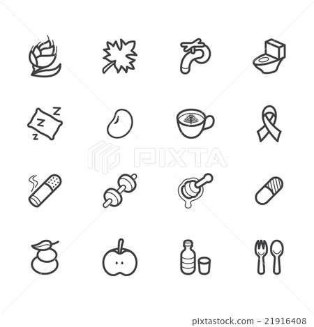 healthy element vector black icon set2 on white bg 21916408