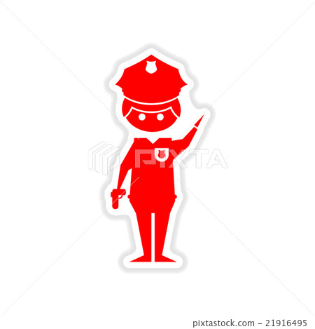 paper sticker on white background male police 21916495