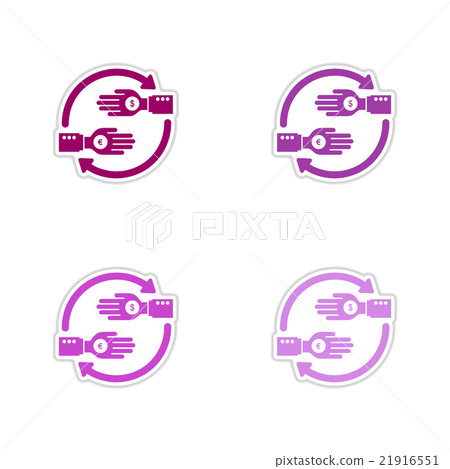 Set of paper stickers on white background coins in 21916551