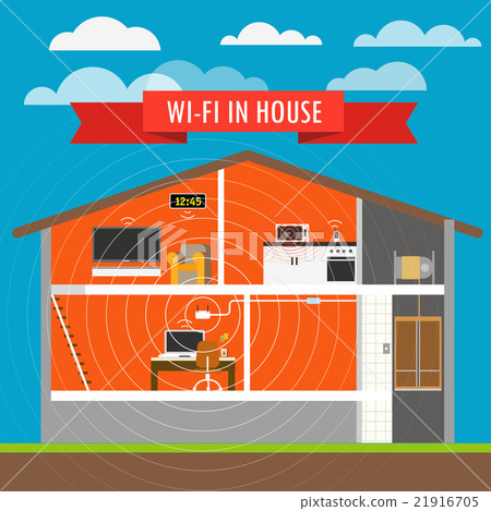 Internet connection in house infographics Internet connection in house infographics 21916705