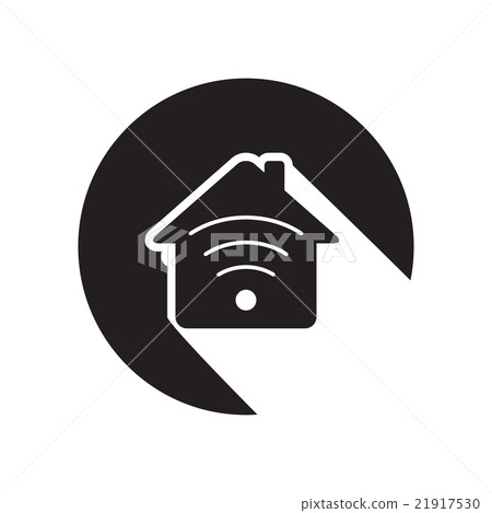 black icon - house with signal 21917530