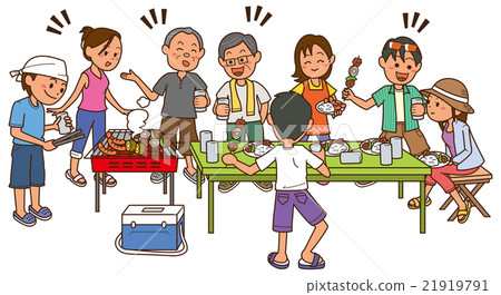 燒烤與人在工作的圖像插圖 21919791