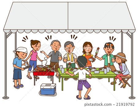 Image illustration of a large number of people barbecuing Image illustration of a large number of people barbecuing 21919792