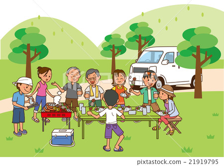 Image illustration of barbecue with people at work Image illustration of barbecue with people at work 21919795
