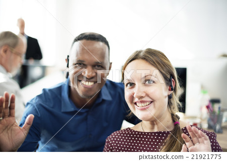 Colleague Friends Smiling Cheerful Workplace Concept Colleague Friends Smiling Cheerful Workplace Concept 21921775
