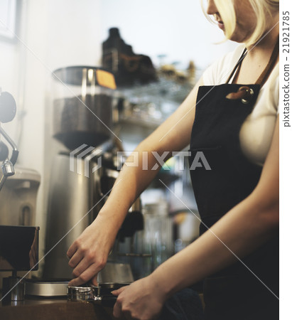 Apron Barista Cafe Coffee Pouring Steam Machine Concept Apron Barista Cafe Coffee Pouring Steam Machine Concept 21921785