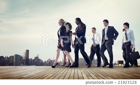 Business Team Walking Teamwork Cityscape Concept Business Team Walking Teamwork Cityscape Concept 21923128
