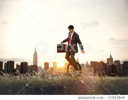Businessman Commuting Ecology Saving Sunrise Concept Businessman Commuting Ecology Saving Sunrise Concept 21923644