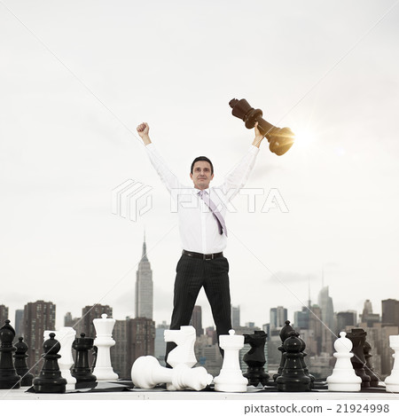 Businessman Win Competition Chess Game Concept 21924998