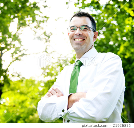 Businessman Arms Crossed In A Forest Concept Businessman Arms Crossed In A Forest Concept 21926855
