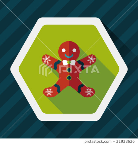 Gingerbread man flat icon with long shadow,eps10 21928626