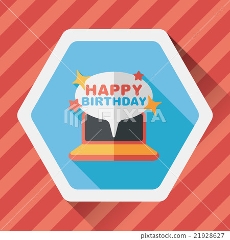 computer birthday message flat icon with long shadow,eps10 21928627