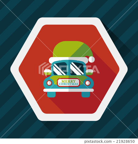Christmas car flat icon with long shadow eps10 Christmas car flat icon with long shadow eps10 21928650