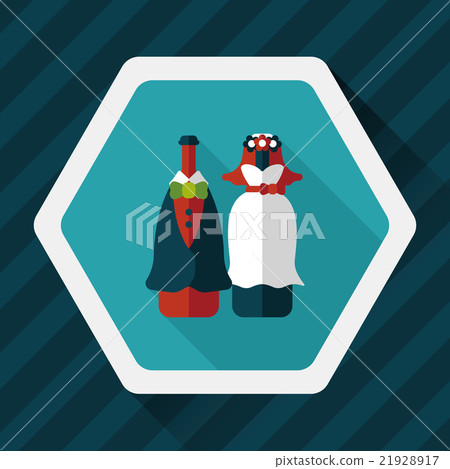 wedding couple flat icon with long shadow,eps10 - Stock Illustration ...