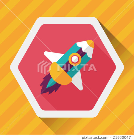 pencil rocket flat icon with long shadow,eps10 21930047