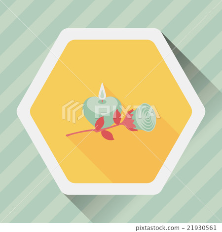 Valentine's Day candle and flower flat icon with long shadow,eps Valentine's Day candle and flower flat icon with long shadow,eps 21930561