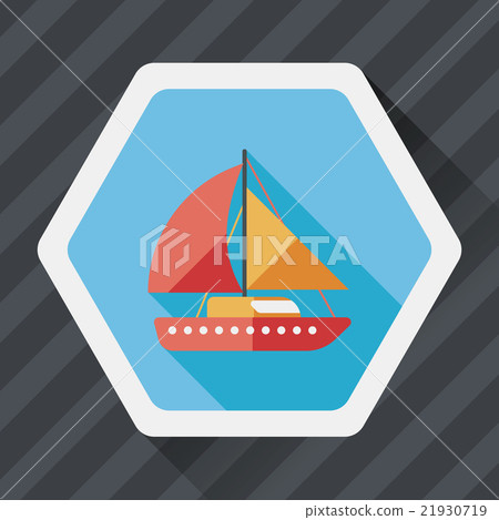 Sailboat flat icon with long shadow - Stock Illustration [21930719] - PIXTA
