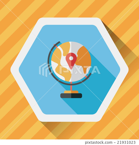 globe icon, flat icon with long shadow - Stock Illustration [21931023 ...