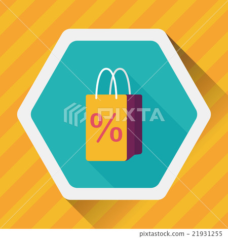 shopping paper bag flat icon with long... - Stock Illustration ...