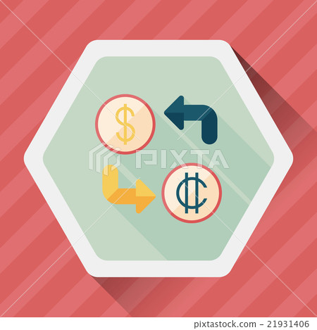 Currency exchange flat icon with long shadow Currency exchange flat icon with long shadow 21931406