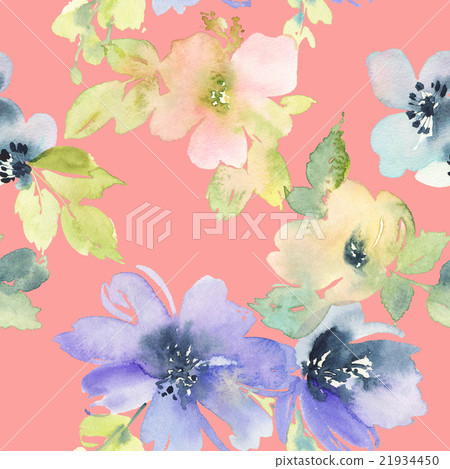 Seamless pattern with flowers watercolor 21934450