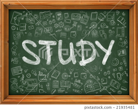 Study Concept. Green Chalkboard with Doodle Icons. Study Concept. Green Chalkboard with Doodle Icons. 21935481