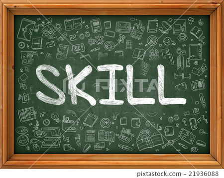 Green Chalkboard with Hand Drawn Skill. 21936088