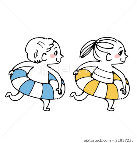 Children and floating rings - Stock Illustration [21937233] - PIXTA