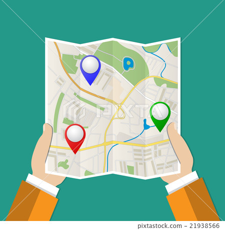 Folded Paper Map In Hand Folded Paper Map In Hand 21938566