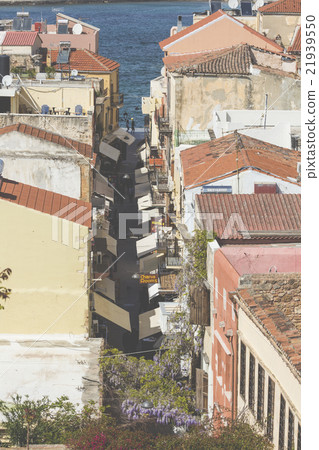 View of the white houses of Chania, Crete, Greece View of the white houses of Chania, Crete, Greece 21939550