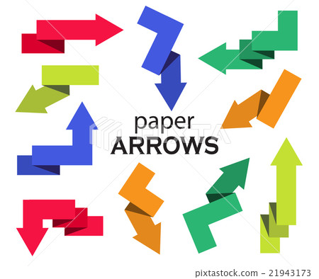 Set of colorful paper arrows on white background - Stock Illustration ...